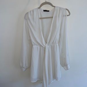 White going-out romper with built in shorts